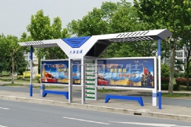 候車亭廠家推薦藍(lán)白配高大上候車亭